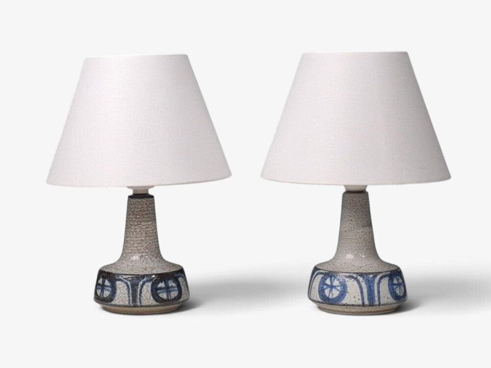 Erika Noomi Backhausen, Table Lamps, Blue and Gray Ceramic, Denmark, 1960s