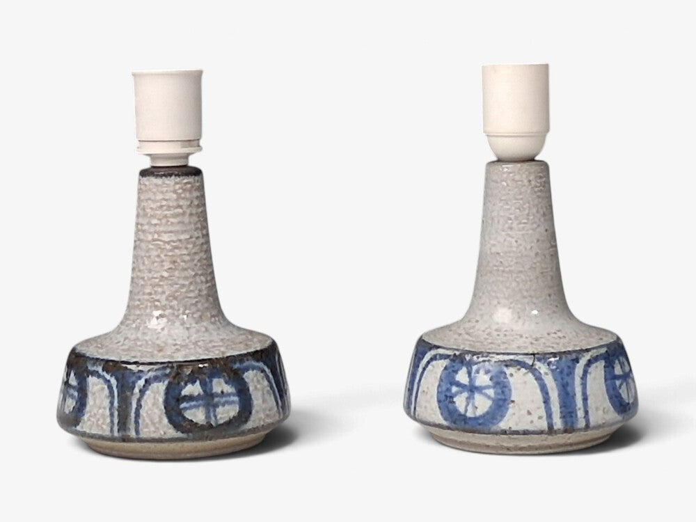 Erika Noomi Backhausen, Table Lamps, Blue and Gray Ceramic, Denmark, 1960s