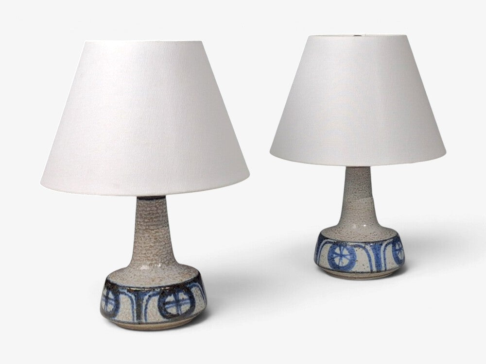 Erika Noomi Backhausen, Table Lamps, Blue and Gray Ceramic, Denmark, 1960s