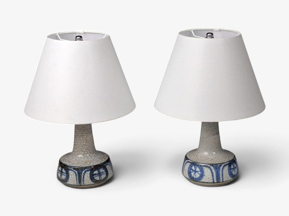 Erika Noomi Backhausen, Table Lamps, Blue and Gray Ceramic, Denmark, 1960s