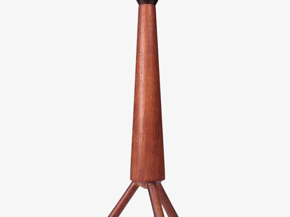 Danish Modern, Tripod Table Lamps, Teak, Fabric, Denmark, 1960s