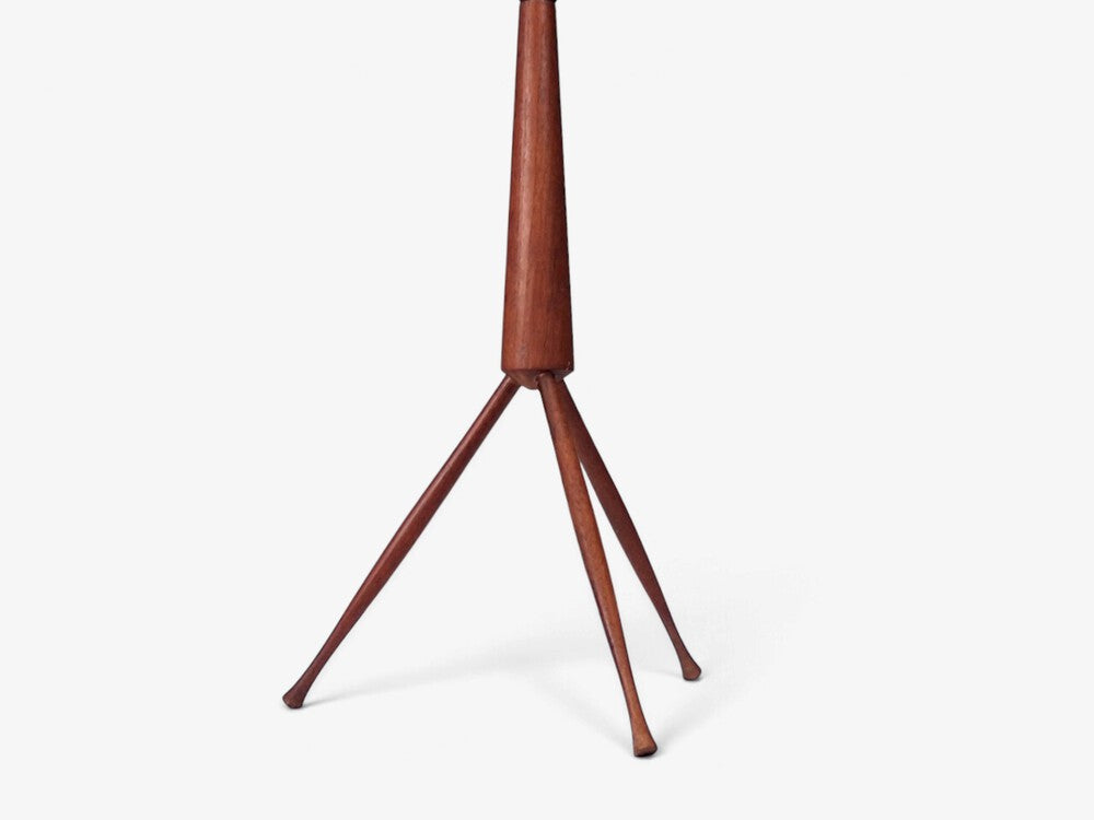 Danish Modern, Tripod Table Lamps, Teak, Fabric, Denmark, 1960s