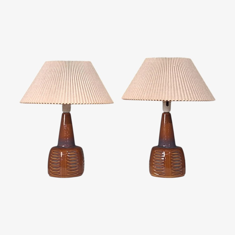 Einar Johansen, Table Lamps, Amber Glazed Stoneware, Denmark, 1960s