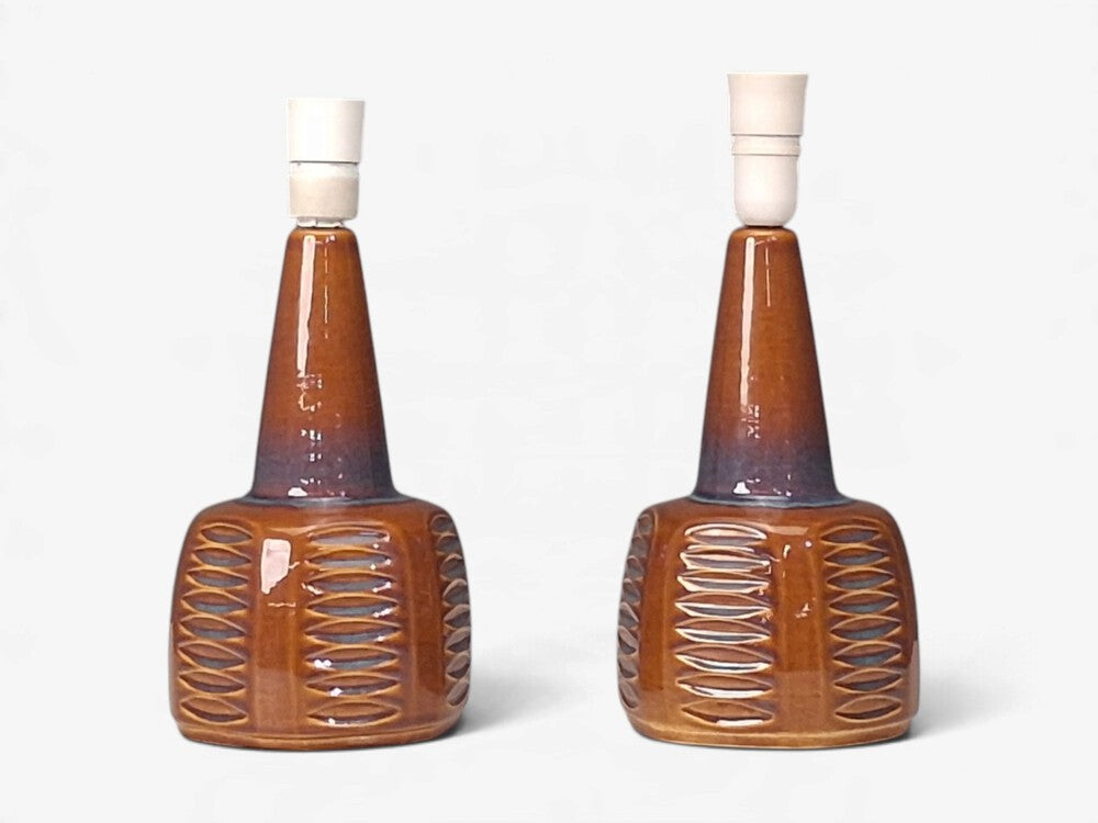 Einar Johansen, Table Lamps, Amber Glazed Stoneware, Denmark, 1960s