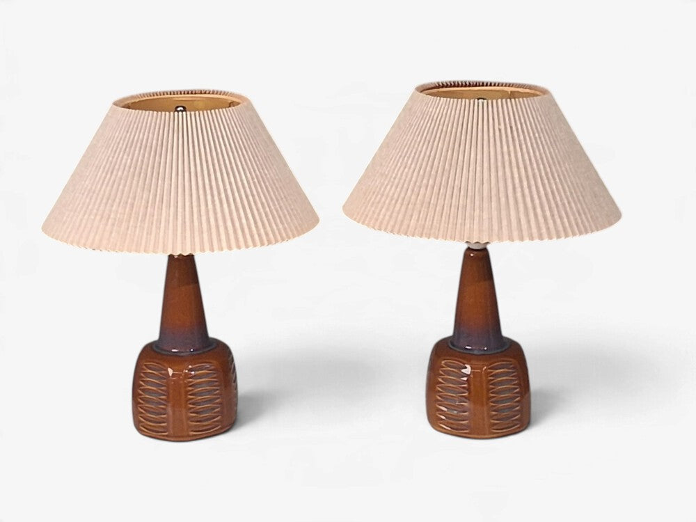 Einar Johansen, Table Lamps, Amber Glazed Stoneware, Denmark, 1960s
