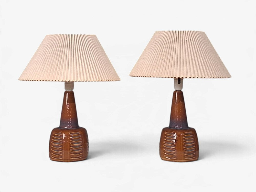 Einar Johansen, Table Lamps, Amber Glazed Stoneware, Denmark, 1960s