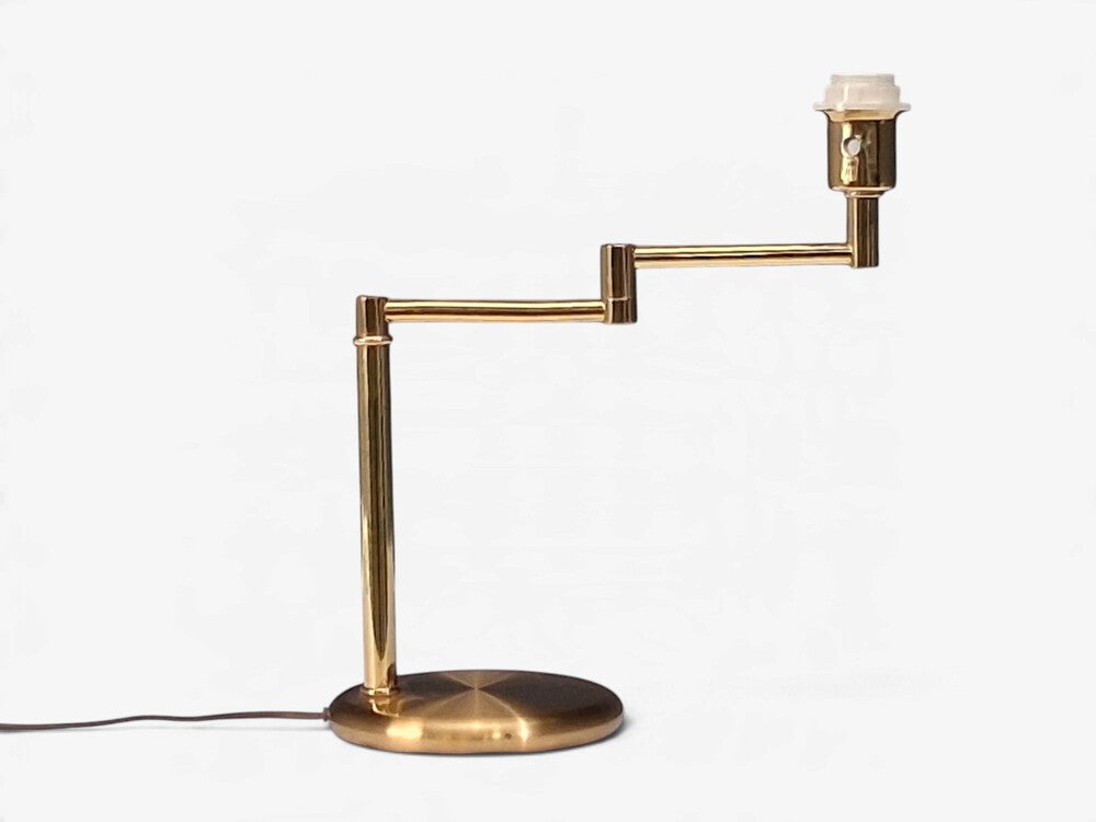 Swedish Modern, Articulating Table Lamp, Solid Brass, Sweden, 1980s