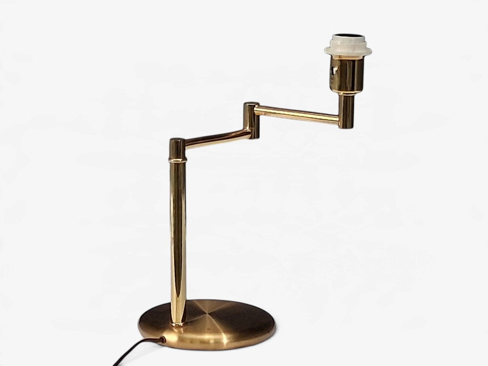 Swedish Modern, Articulating Table Lamp, Solid Brass, Sweden, 1980s