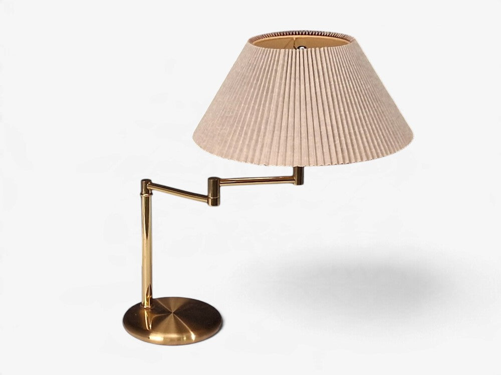 Swedish Modern, Articulating Table Lamp, Solid Brass, Sweden, 1980s