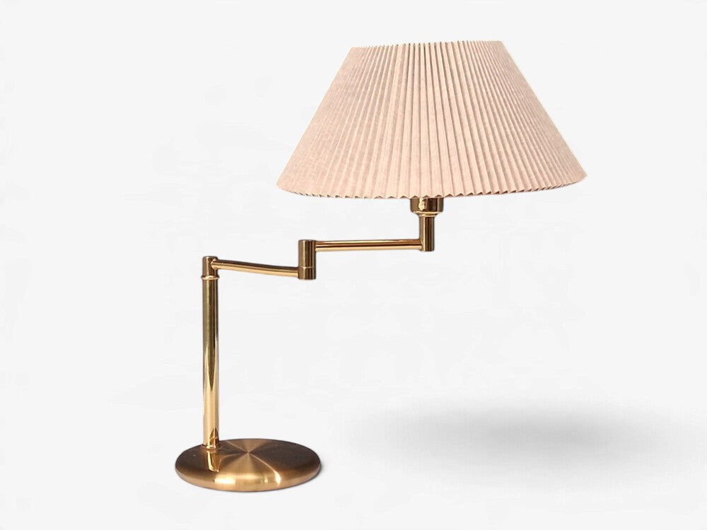 Swedish Modern, Articulating Table Lamp, Solid Brass, Sweden, 1980s