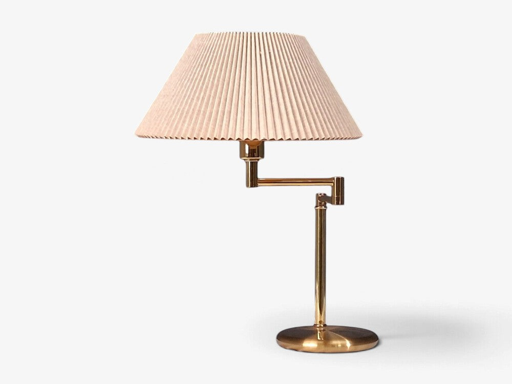 Swedish Modern, Articulating Table Lamp, Solid Brass, Sweden, 1980s