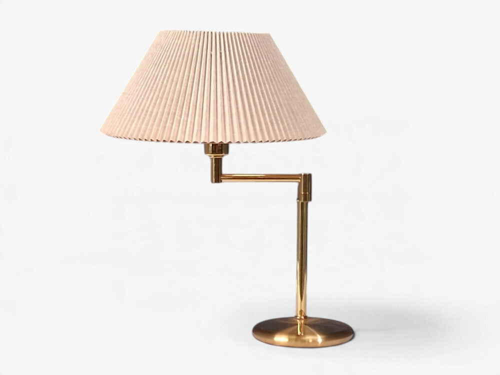 Swedish Modern, Articulating Table Lamp, Solid Brass, Sweden, 1980s