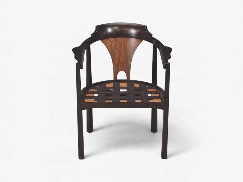 Edward Wormley, Horseshoe Chairs, Mahogany, Rosewood, Red Fabric, USA, 1950s