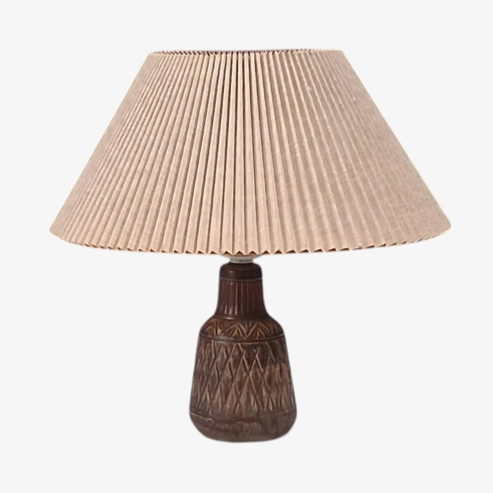 Johgus Bornholm, Rustic Table Lamp, Brown Glazed Ceramic, Denmark, c. 1970s