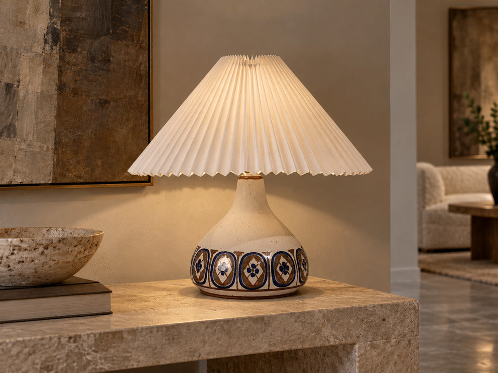 Marianne Starck, Table Lamp, Cream Glazed Ceramic, Denmark, c. 1960s