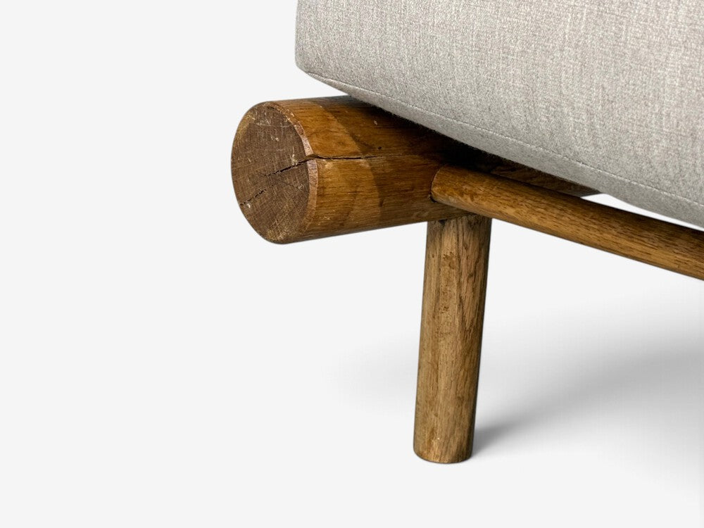 Charlotte Perriand, Rare 'La Cachette' Lounge Chairs, Oak, Fabric, France, 1960s