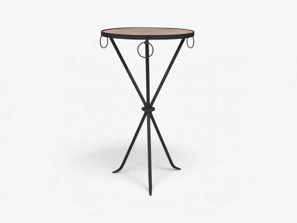 Jean-Michel Frank Style, Side Tables, Painted Iron, Travertine, 20th c.