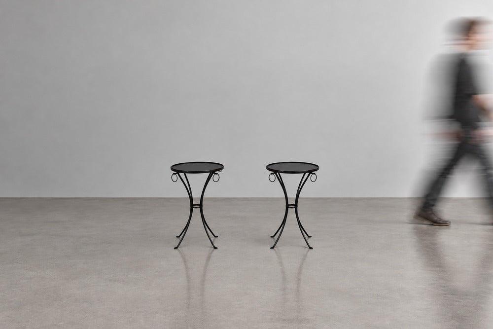 Jean-Michel Frank Style, Side Tables or Gueridons, Painted Iron, 20th c.