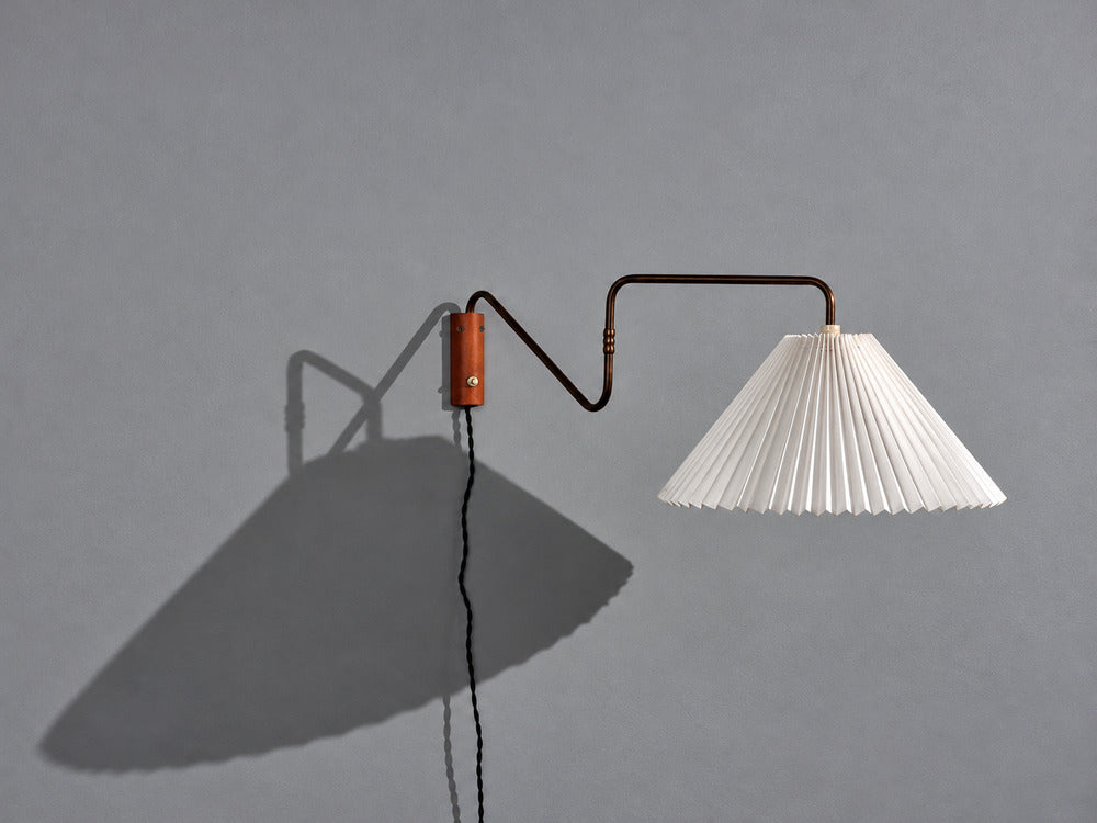 Danish Modern, Articulating Wall Sconce, Brass, Beech Wood, Denmark, 1940s