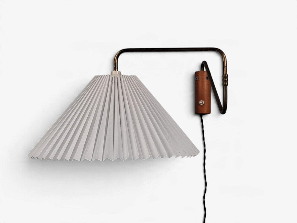 Danish Modern, Articulating Wall Sconce, Brass, Beech Wood, Denmark, 1940s