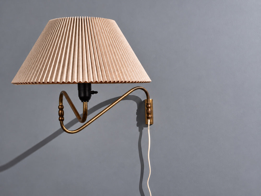 Danish Modern, Articulating Wall Light or Sconce, Patinated Brass, Denmark, 1950s