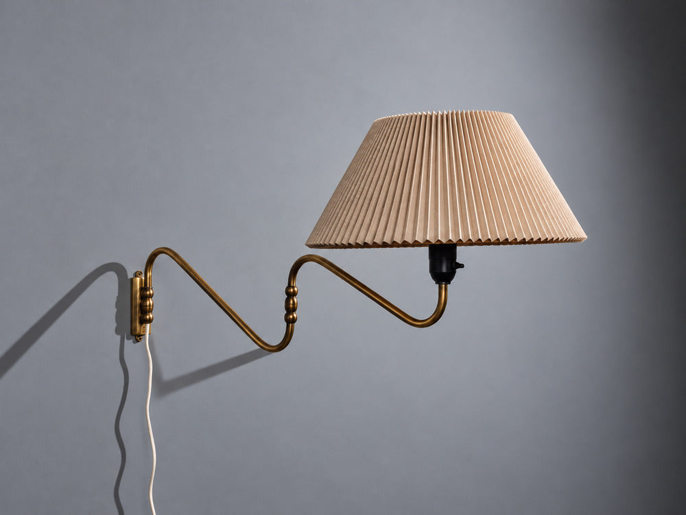Danish Modern, Articulating Wall Light or Sconce, Patinated Brass, Denmark, 1950s