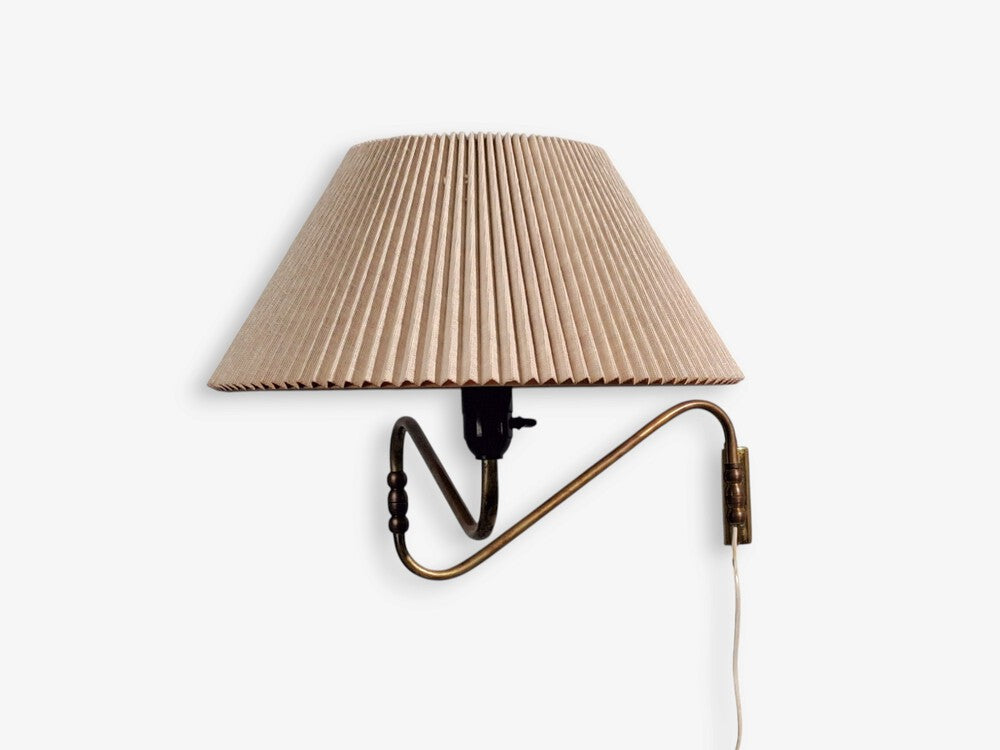 Danish Modern, Articulating Wall Light or Sconce, Patinated Brass, Denmark, 1950s