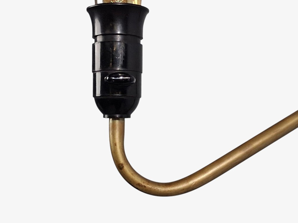 Danish Modern, Articulating Wall Light or Sconce, Patinated Brass, Denmark, 1950s