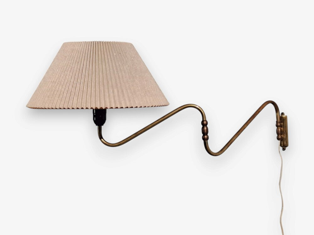 Danish Modern, Articulating Wall Light or Sconce, Patinated Brass, Denmark, 1950s