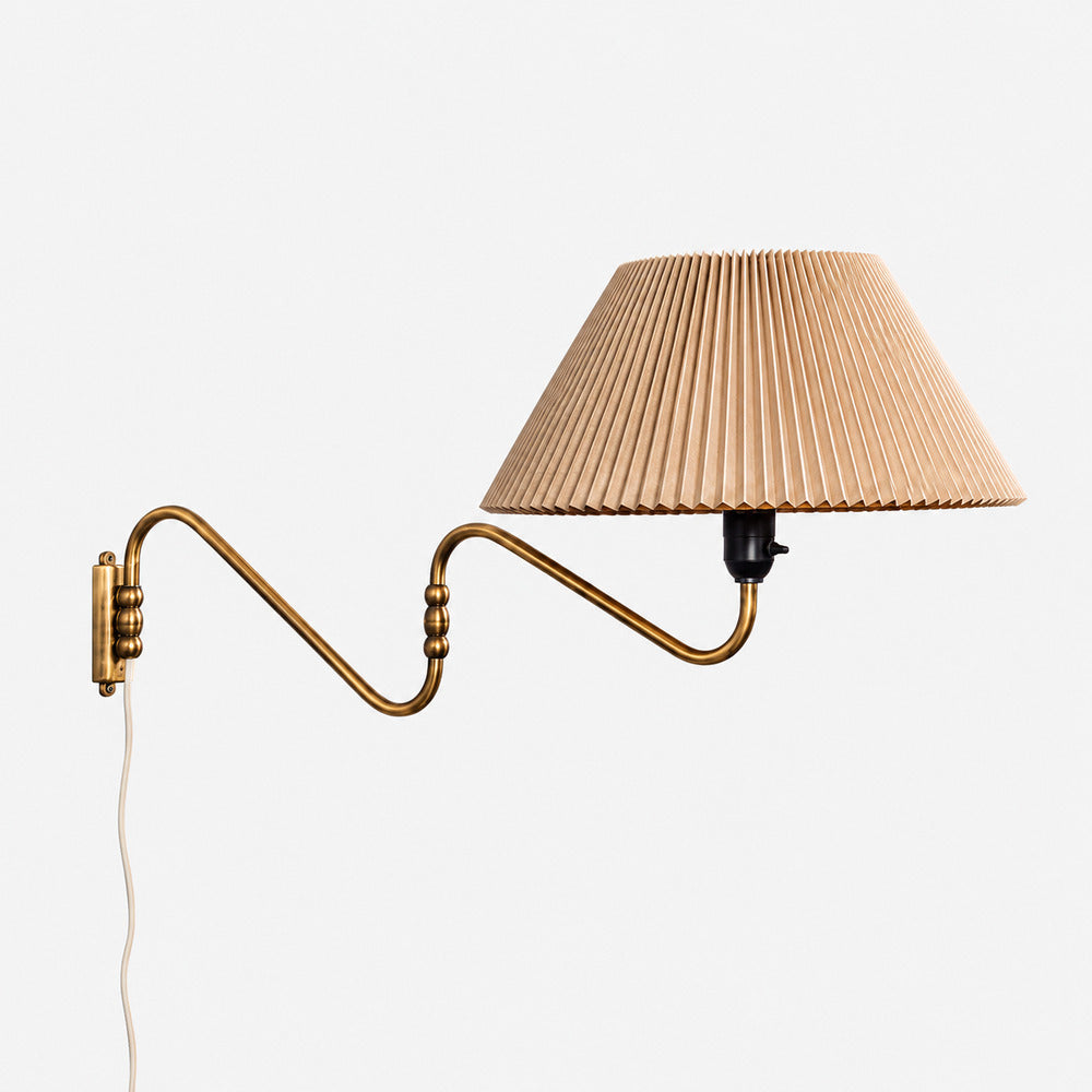 Danish Modern, Articulating Wall Light or Sconce, Patinated Brass, Denmark, 1950s