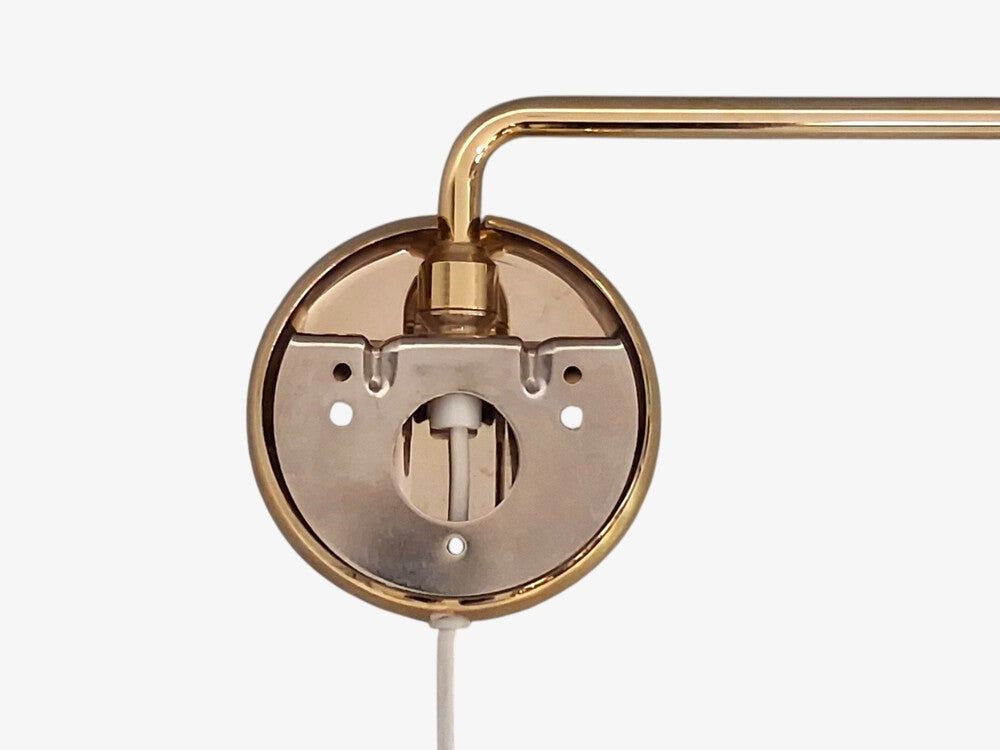 RAF, Swedish Modern, Articulating Wall Light, Brass, Sweden, 1970s