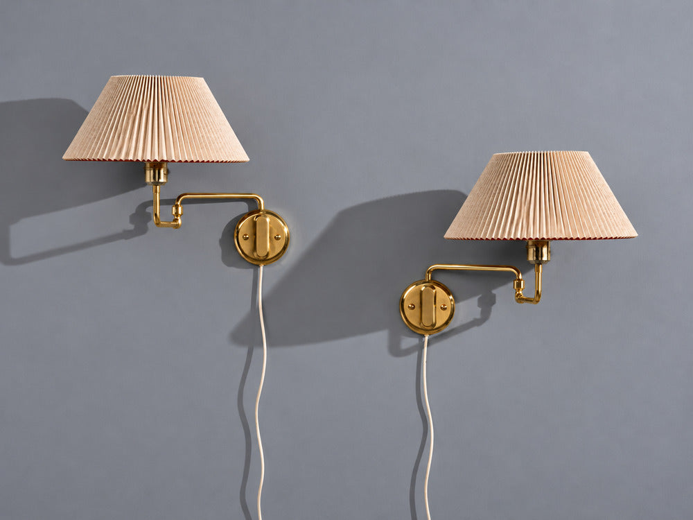 RAF, Articulating Wall Sconces, Brass, Gilt Metal, Sweden, 1970s