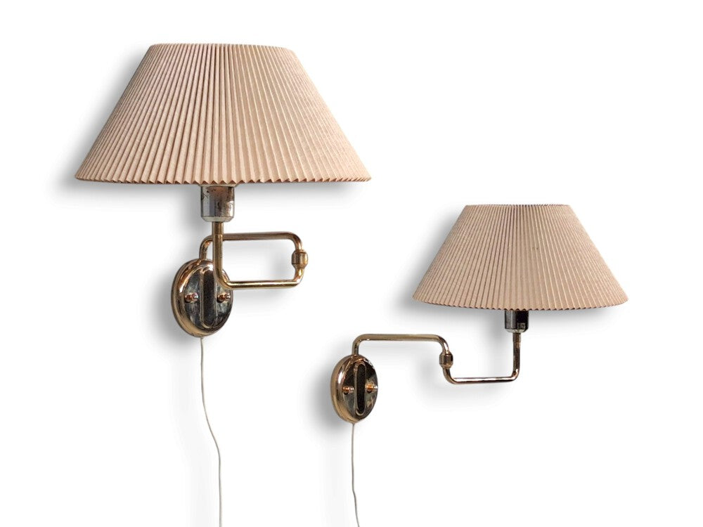 RAF, Articulating Wall Sconces, Brass, Gilt Metal, Sweden, 1970s