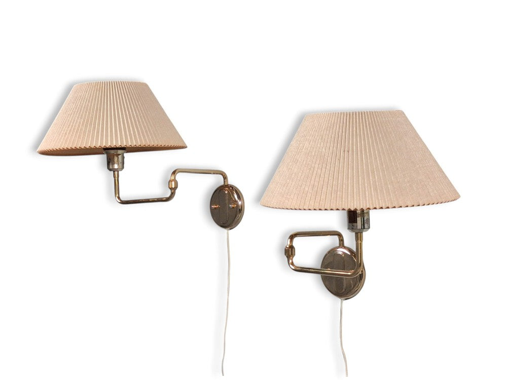 RAF, Articulating Wall Sconces, Brass, Gilt Metal, Sweden, 1970s