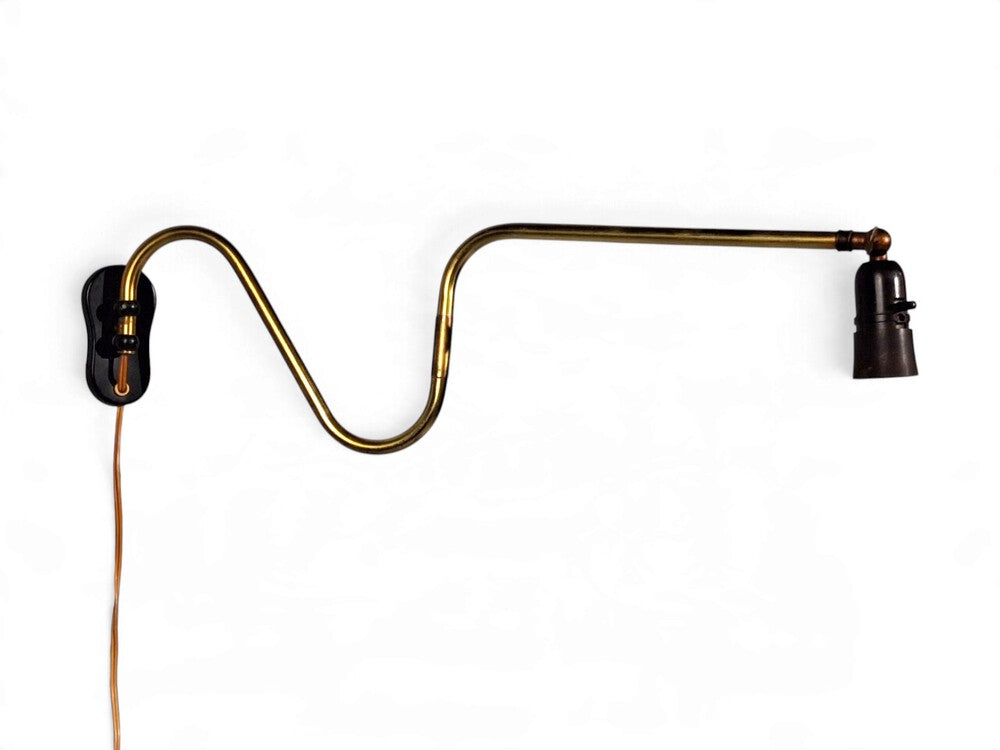 Voss Belysning, Articulating Wall Light, Paintated Brass, Metal, Denmark, 1950s