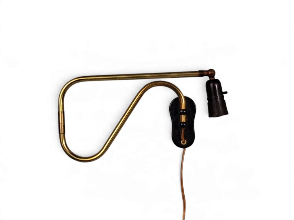 Voss Belysning, Articulating Wall Light, Paintated Brass, Metal, Denmark, 1950s
