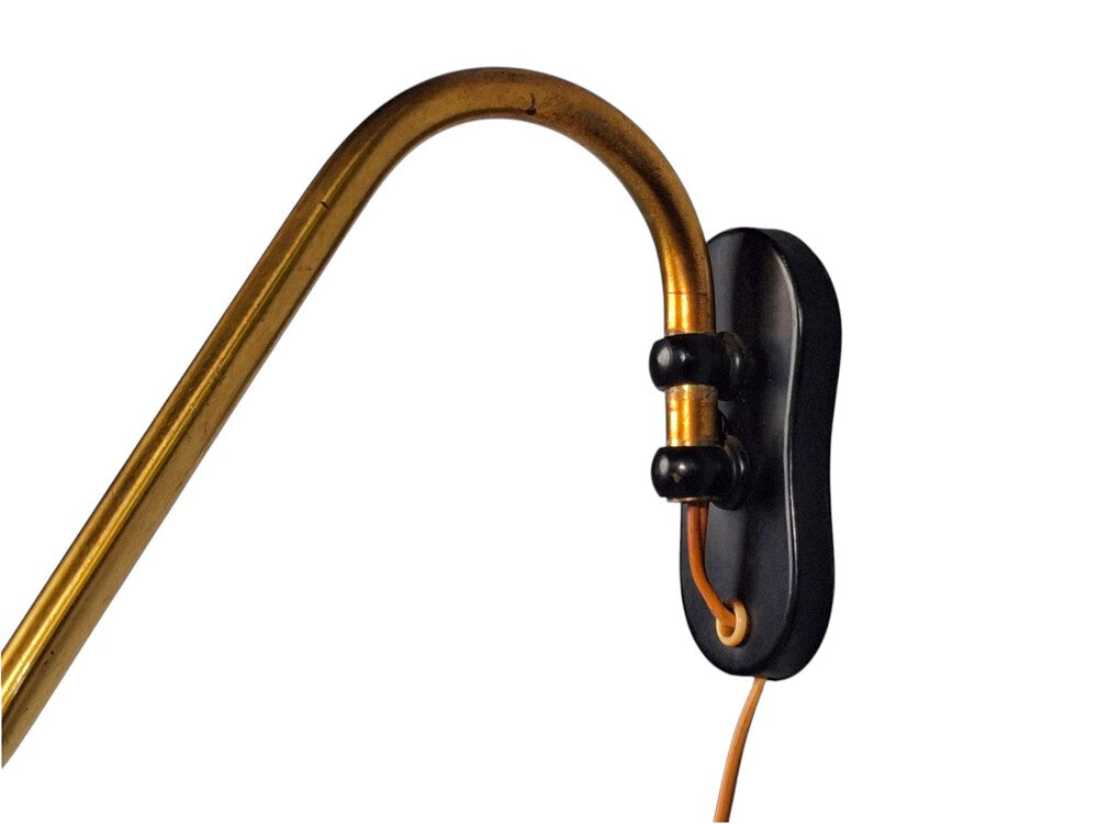 Voss Belysning, Articulating Wall Light, Paintated Brass, Metal, Denmark, 1950s
