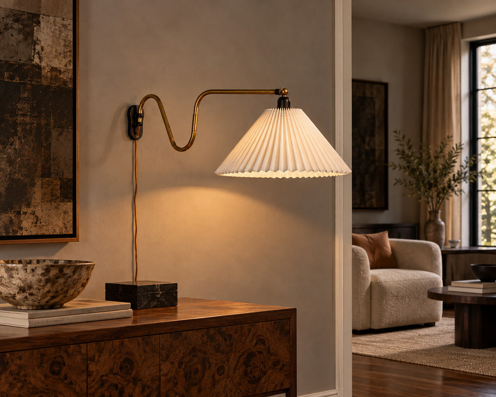 Voss Belysning, Articulating Wall Light, Paintated Brass, Metal, Denmark, 1950s