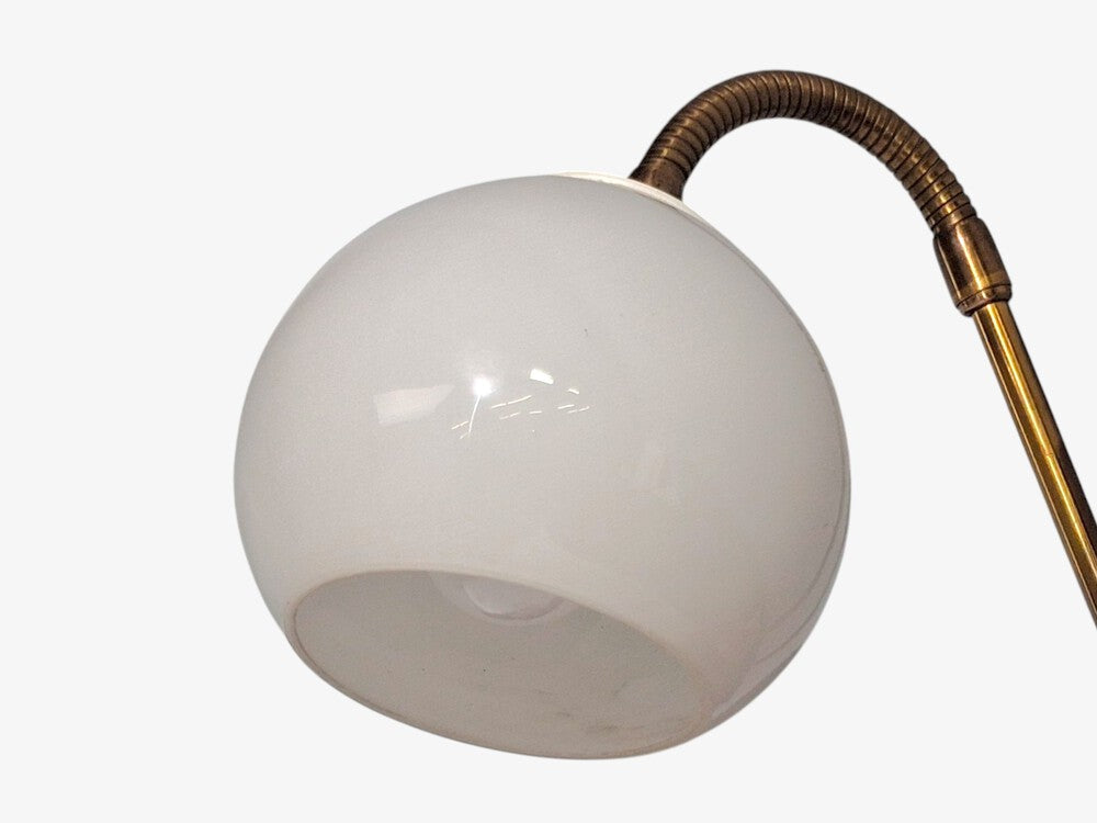 Swedish Modern, Clip-On Task Light, Brass, Wood, Glass, Sweden, 1950s