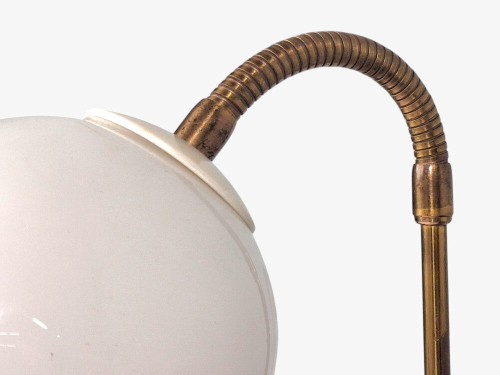 Swedish Modern, Clip-On Task Light, Brass, Wood, Glass, Sweden, 1950s