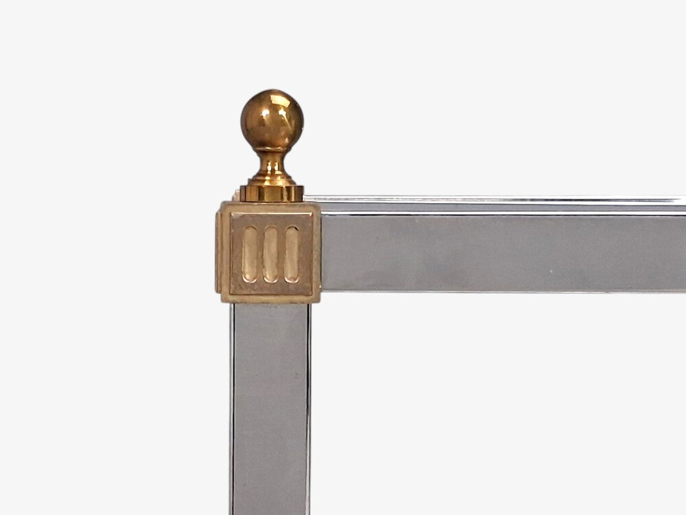 Maison Jansen Style, Neoclassical Console Table, Chrome, Brass, France, 1970s