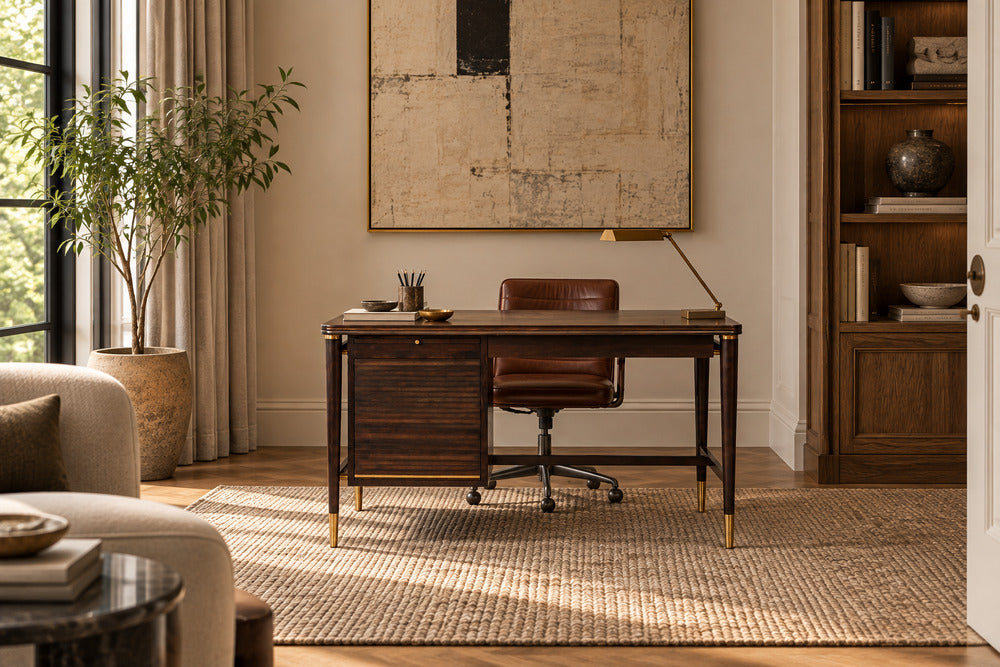John Widdicomb, American Modern, Tambour Writing Desk, Walnut, Brass, USA, 1960s