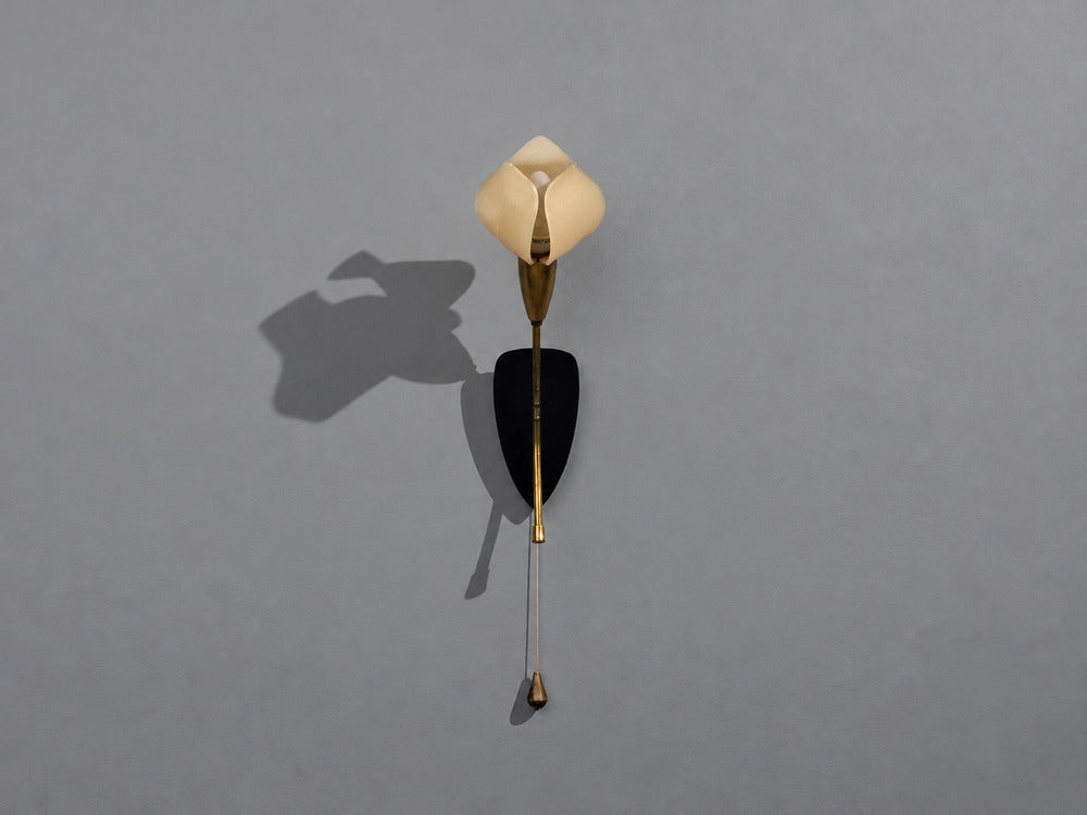 Scandinavian Modern, Tulip Wall Sconce, Brass, Plastic, Sweden, 1950s