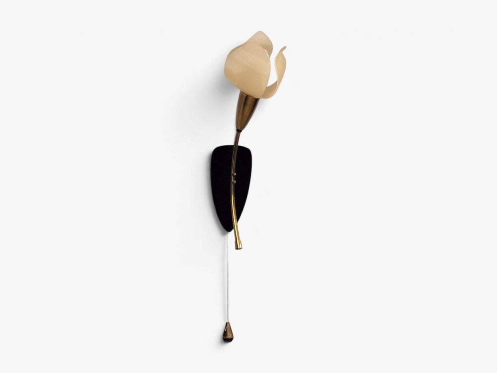 Scandinavian Modern, Tulip Wall Sconce, Brass, Plastic, Sweden, 1950s
