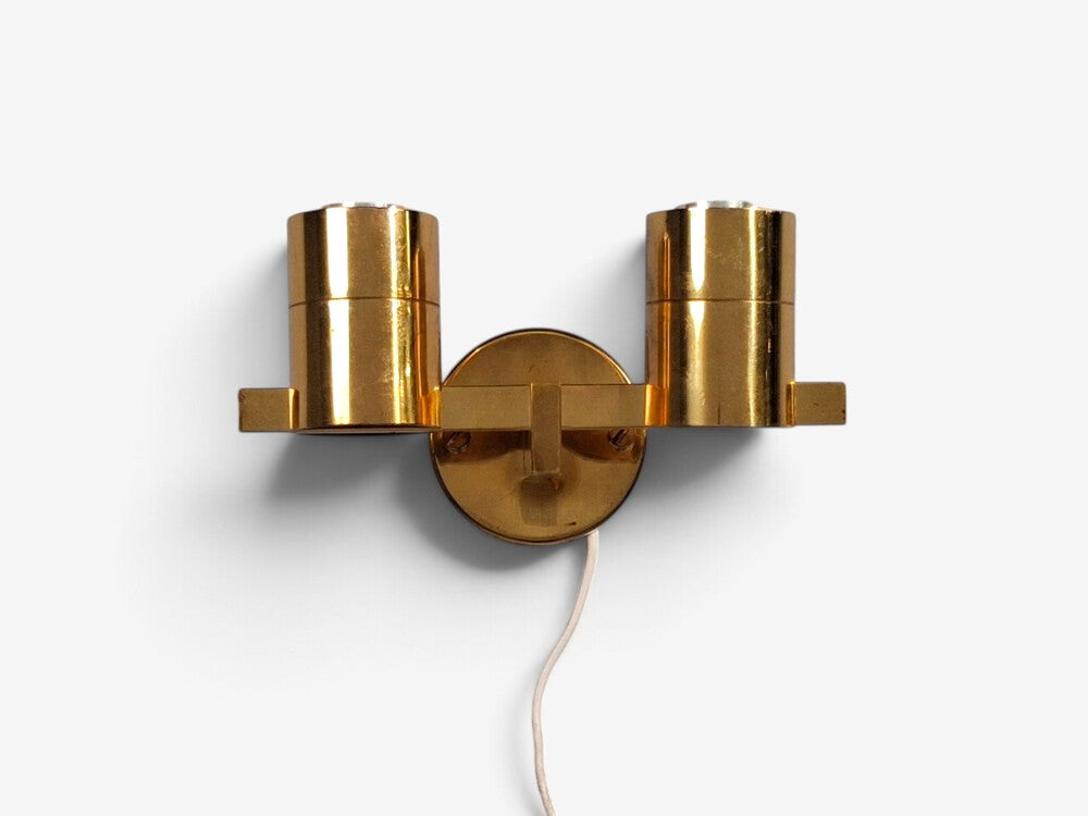 Hans-Agne Jakobsson, Double Arm Wall Sconce, Brass, Sweden, 1960s