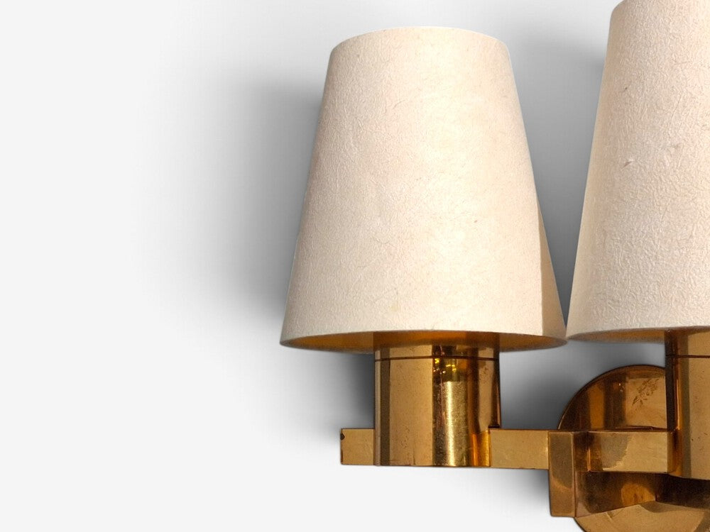 Hans-Agne Jakobsson, Double Arm Wall Sconce, Brass, Sweden, 1960s