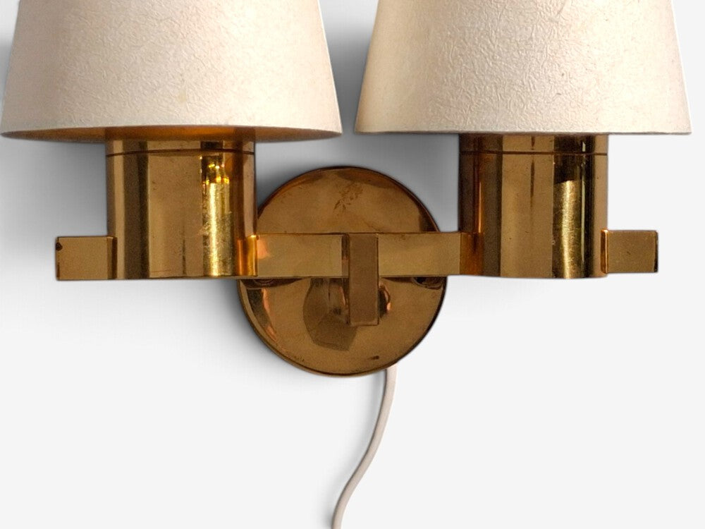 Hans-Agne Jakobsson, Double Arm Wall Sconce, Brass, Sweden, 1960s