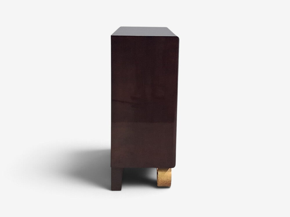 Jean de Merry, Rare Cassetto Cabinet, Gilt Polychrome, Mahogany, France, 2010s