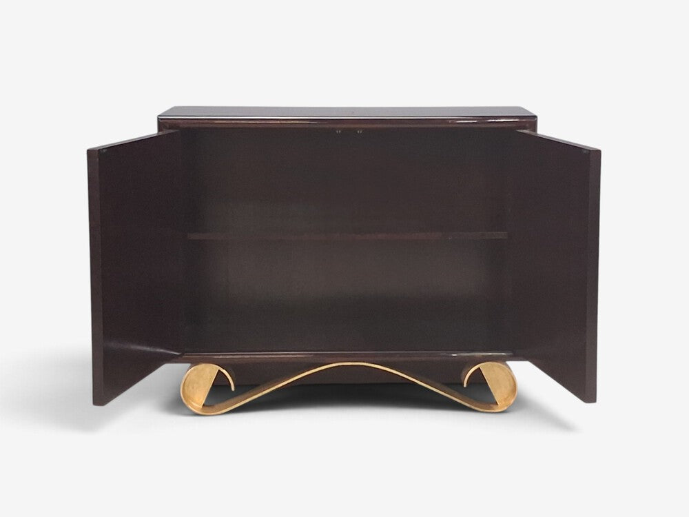 Jean de Merry, Rare Cassetto Cabinet, Gilt Polychrome, Mahogany, France, 2010s