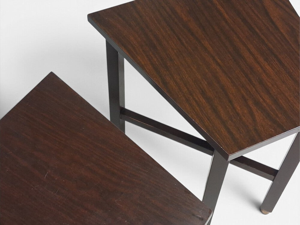 Edward Wormley, Wedge Side Tables, Mahogany, Brass, USA, 1955